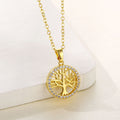 Round Hollow Tree of Life Pendant Necklace Geometric Clavicle Chain