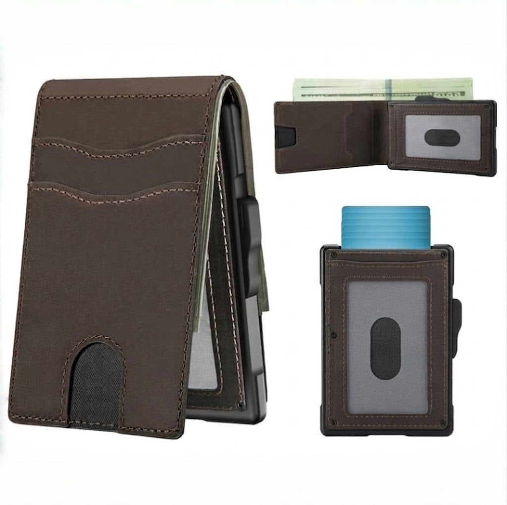 💳Wallet for Men - Pop Up Case, Cash Slot, and Credit Card Slot - Slim Aluminum Wallet with RFID Blocking