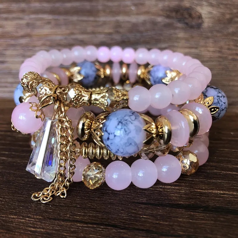 4-piece set of beaded crystal bracelet bohemian style female fashion bracelet jewelry