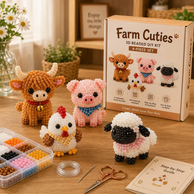 ✨Last Day 49% OFF✨-🧵✨ Tiny 3D Beaded Animal DIY Kit