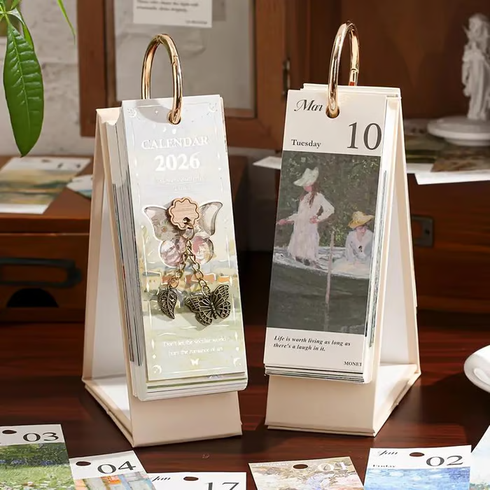 🎨 2026 Vintage European Style Oil Painting Flip Calendar
