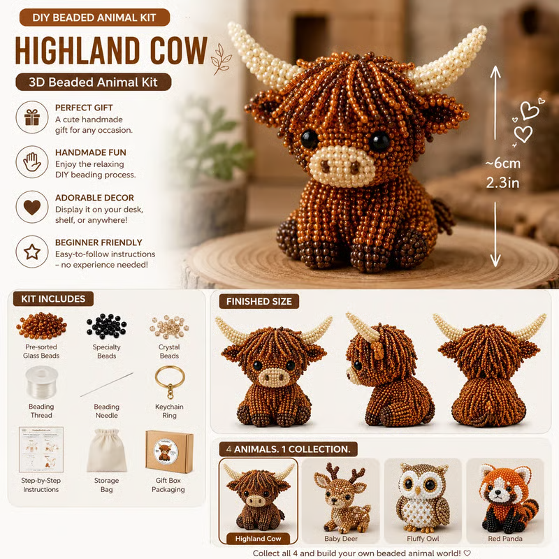 ✨Last Day 49% OFF✨-🧵✨ Tiny 3D Beaded Animal DIY Kit