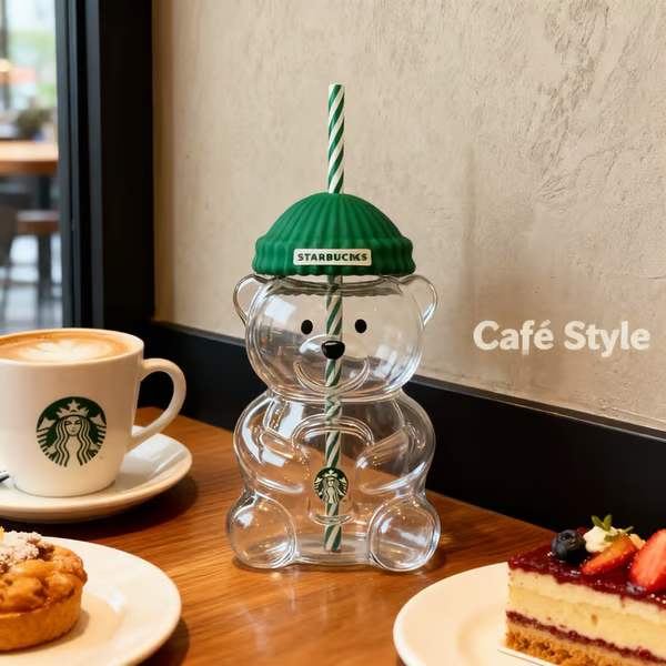 🔥Hot Sale 49% off🌟Bearista Glass Straw Cup 🐻✨