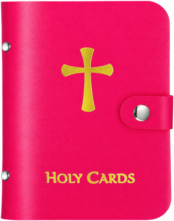✝️🙏Catholic Faux Leather Holy Card Holder – Pocket Prayer Card Organizer with Snap Closure