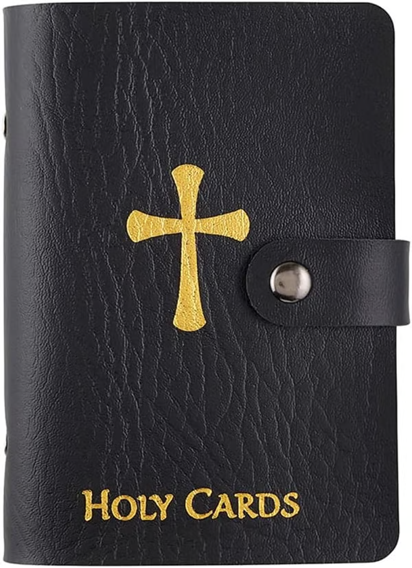 ✝️🙏Catholic Faux Leather Holy Card Holder – Pocket Prayer Card Organizer with Snap Closure