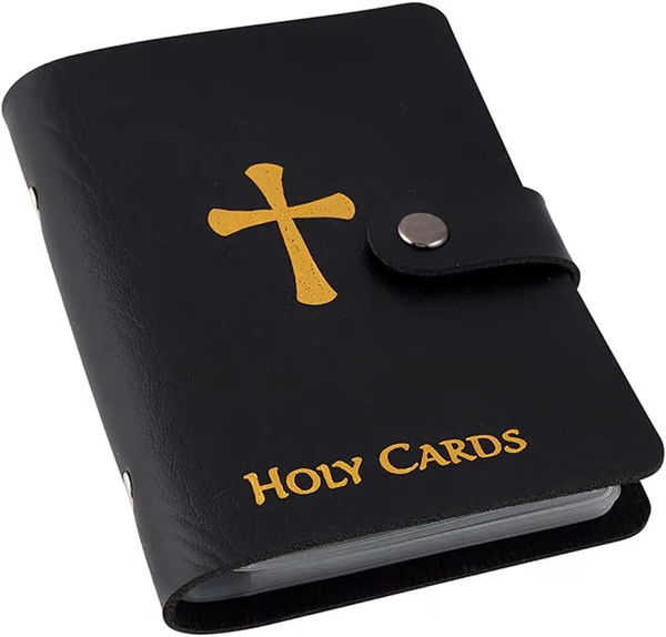 ✝️🙏Catholic Faux Leather Holy Card Holder – Pocket Prayer Card Organizer with Snap Closure