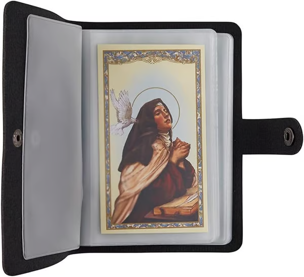 ✝️🙏Catholic Faux Leather Holy Card Holder – Pocket Prayer Card Organizer with Snap Closure