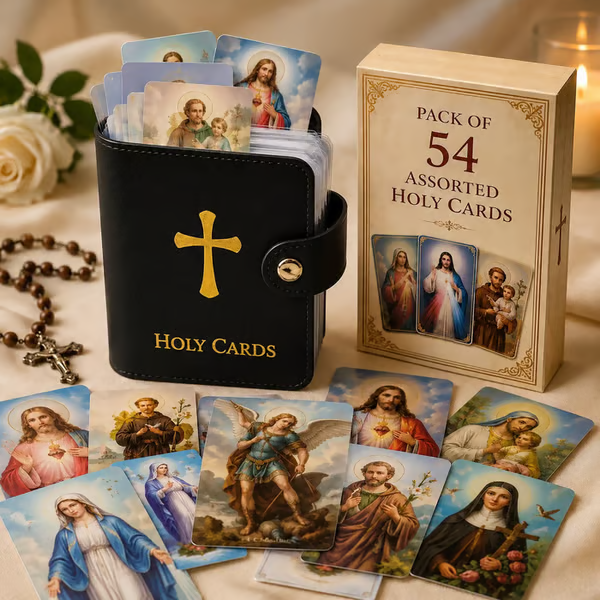 ✝️🙏Catholic Faux Leather Holy Card Holder – Pocket Prayer Card Organizer with Snap Closure