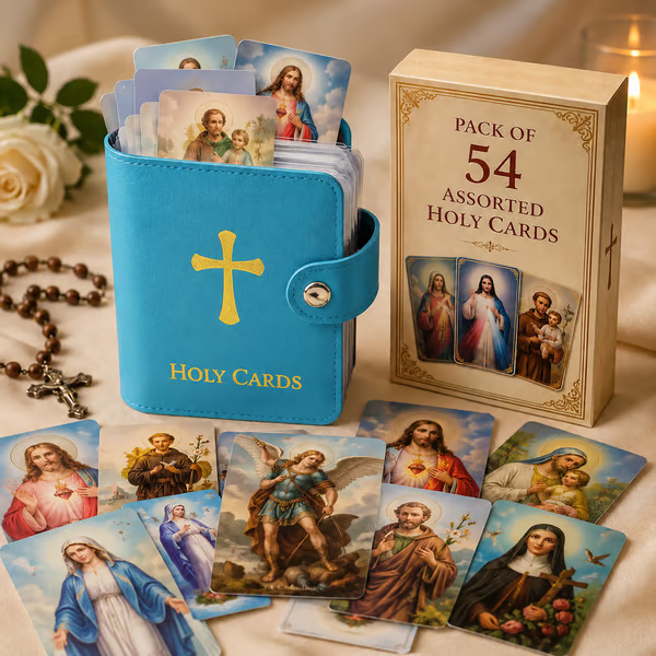 ✝️🙏Catholic Faux Leather Holy Card Holder – Pocket Prayer Card Organizer with Snap Closure