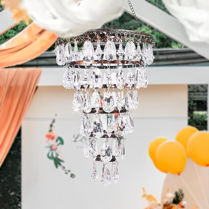 Solar-powered suspended acrylic crystal chandelier