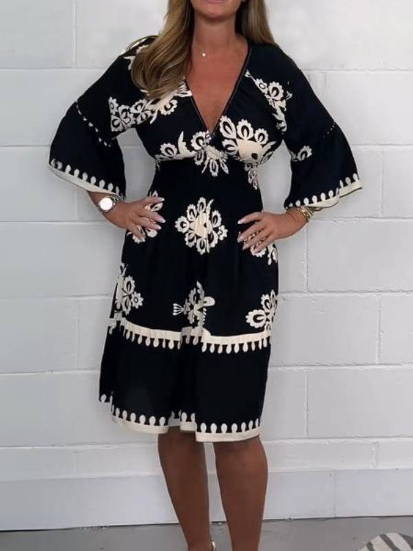 V-neck printed dress