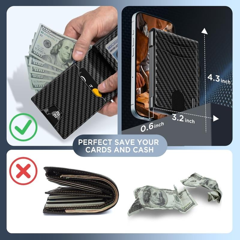 💳Wallet for Men - Pop Up Case, Cash Slot, and Credit Card Slot - Slim Aluminum Wallet with RFID Blocking