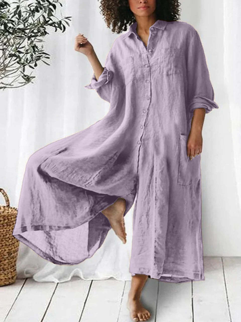 Linen Cotton Loose Casual Loose Jumpsuit