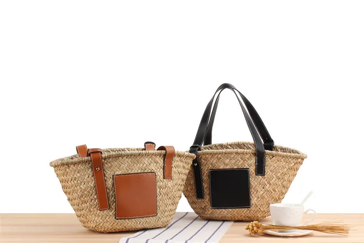 Mitsubishi Grass Handmade Oblique Woven Beach Straw Bag