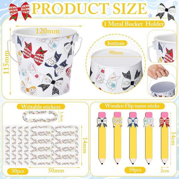 👩‍🏫121/101 Pcs Back to School Teacher Gift Flip Name Sticks Set with Storage Cup,Student Name Sticks with Metal Buckets & Stickers – Classroom Management & Student Grouping Tool for Teachers