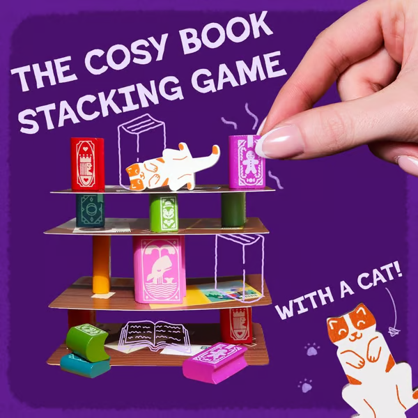 📚🎲Bookshelf Cooperative Stacking Game | Skill & Balance Card and Book Tower Game in Travel Tin