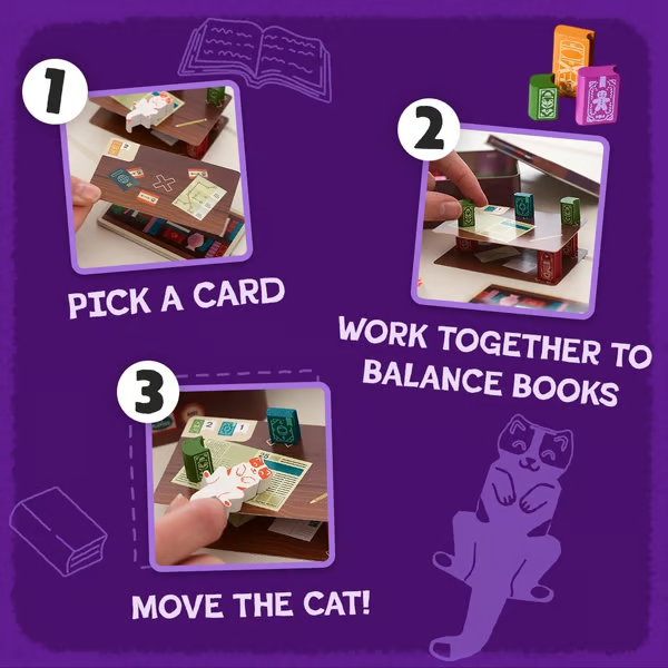 📚🎲Bookshelf Cooperative Stacking Game | Skill & Balance Card and Book Tower Game in Travel Tin