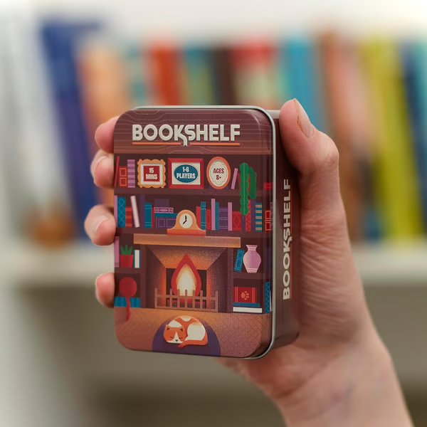 📚🎲Bookshelf Cooperative Stacking Game | Skill & Balance Card and Book Tower Game in Travel Tin