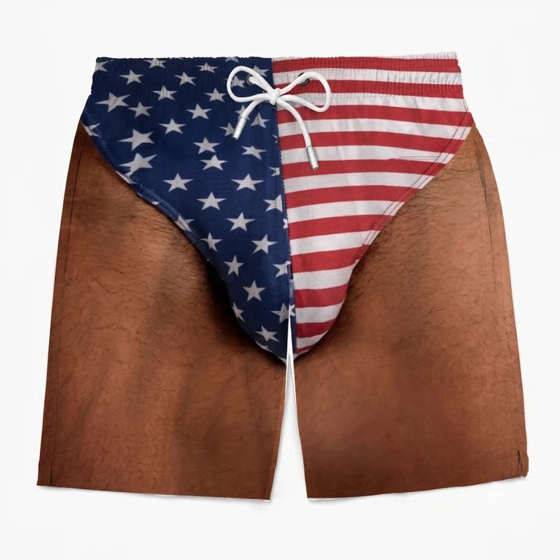 Custom Funny Patriotic Men Swim Trunks - Personalized Summer Vacation And Travel Gifts For Men - Freedom And Chill