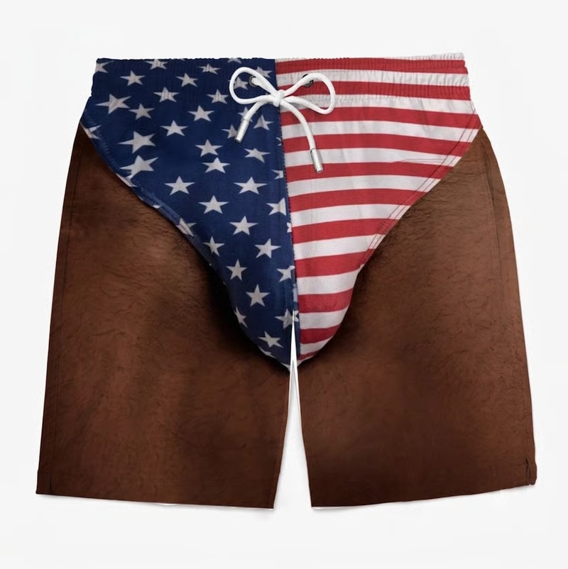 Custom Funny Patriotic Men Swim Trunks - Personalized Summer Vacation And Travel Gifts For Men - Freedom And Chill
