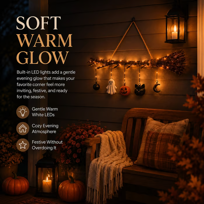 🔥LAST DAY 50% OFF -Lighted Fall Broom Wall Hanging🍂