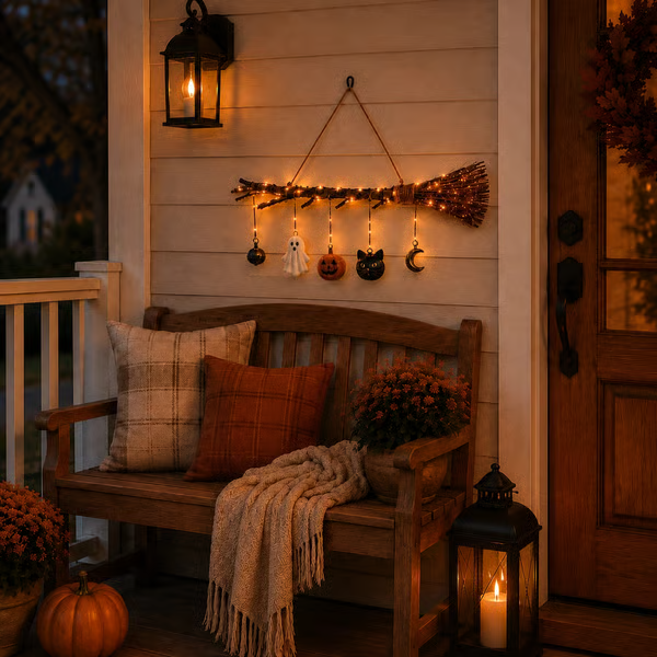 🔥LAST DAY 50% OFF -Lighted Fall Broom Wall Hanging🍂
