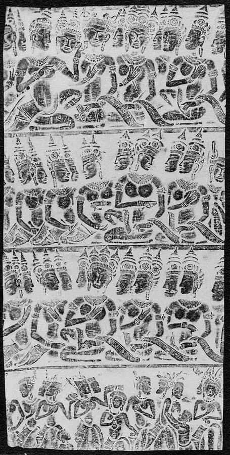 Rubbing of Apsarases Dancers by  - Ink Painting canvas print