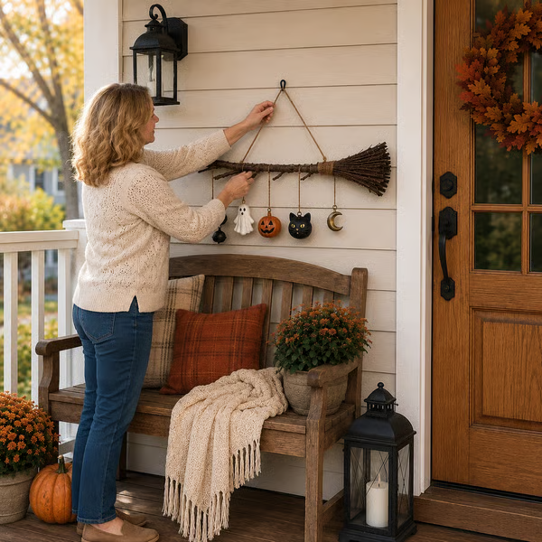 🔥LAST DAY 50% OFF -Lighted Fall Broom Wall Hanging🍂