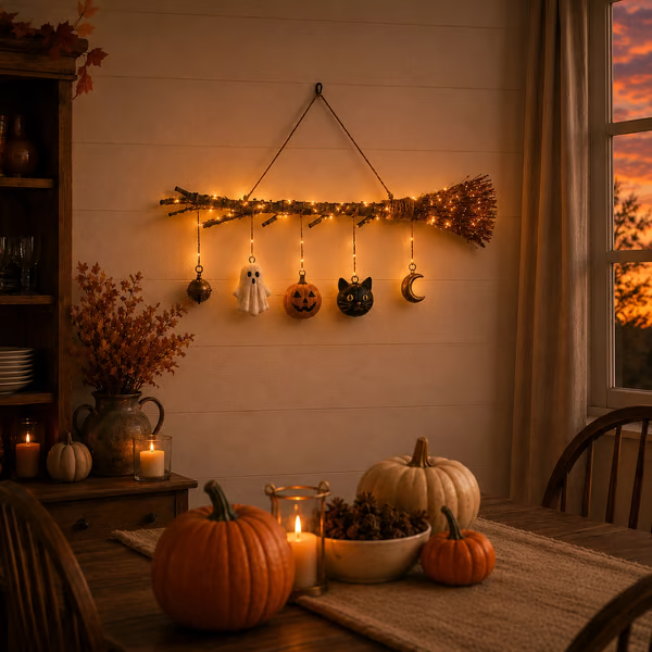 🔥LAST DAY 50% OFF -Lighted Fall Broom Wall Hanging🍂