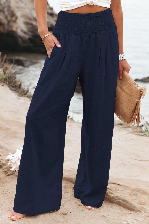 Casual wide leg cotton and linen loose trousers⭐