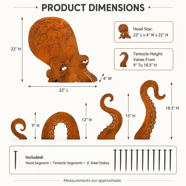 🔥2026 Hot Sale - 🐙Rust Patina Giant Squid Garden Sculpture