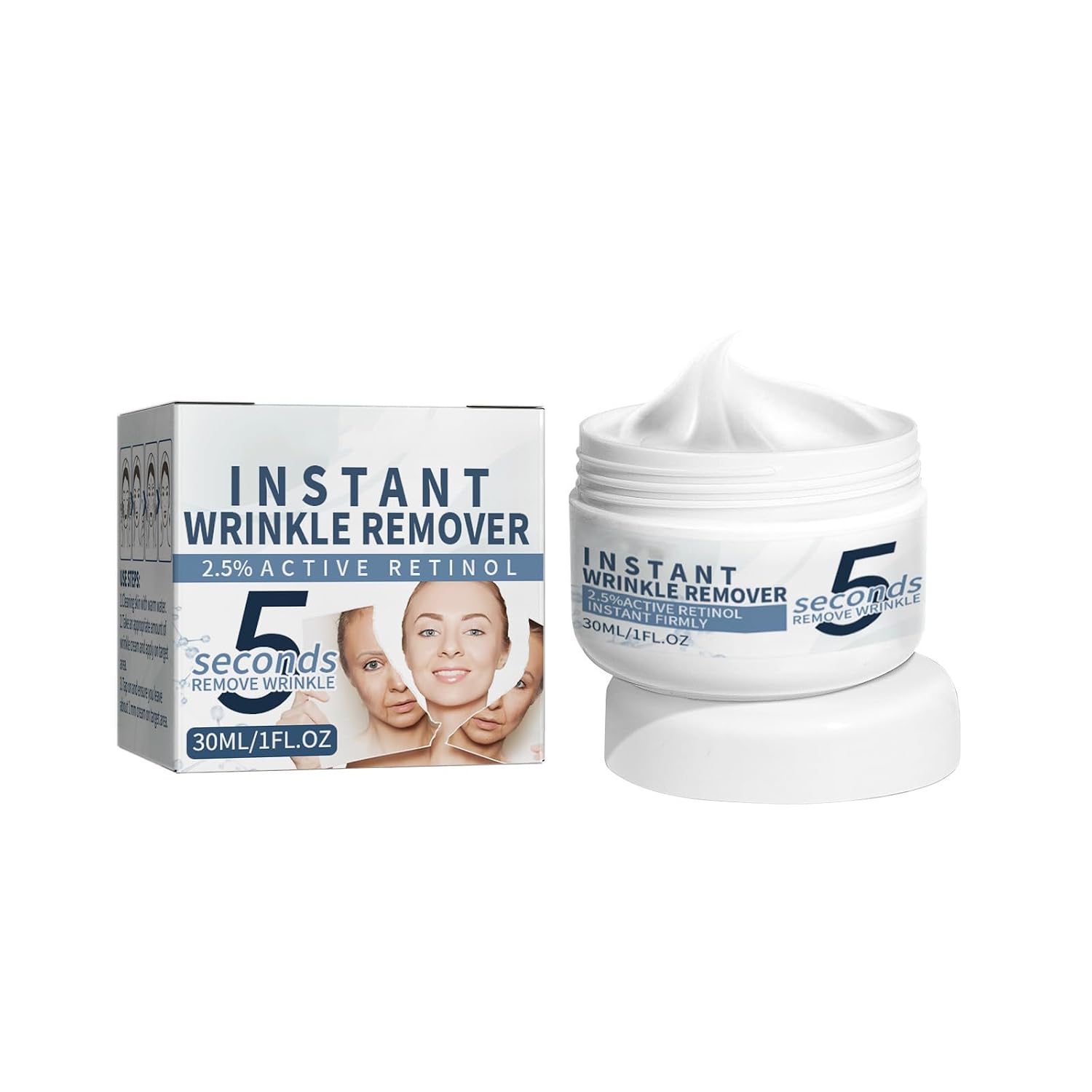 Anti-Aging Face Cream 5 Seconds Instant Retinol Anti-Wrinkle Cream 30g Wrinkle Removal Cream Skin Firming Lifting Moisturizing Facial Cream Remove Fine Line Skin Care,1Pack