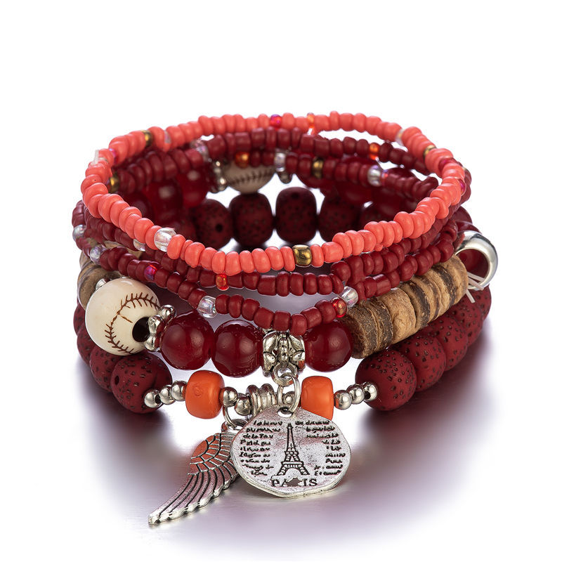 4-piece set of beaded crystal bracelet bohemian style female fashion bracelet jewelry