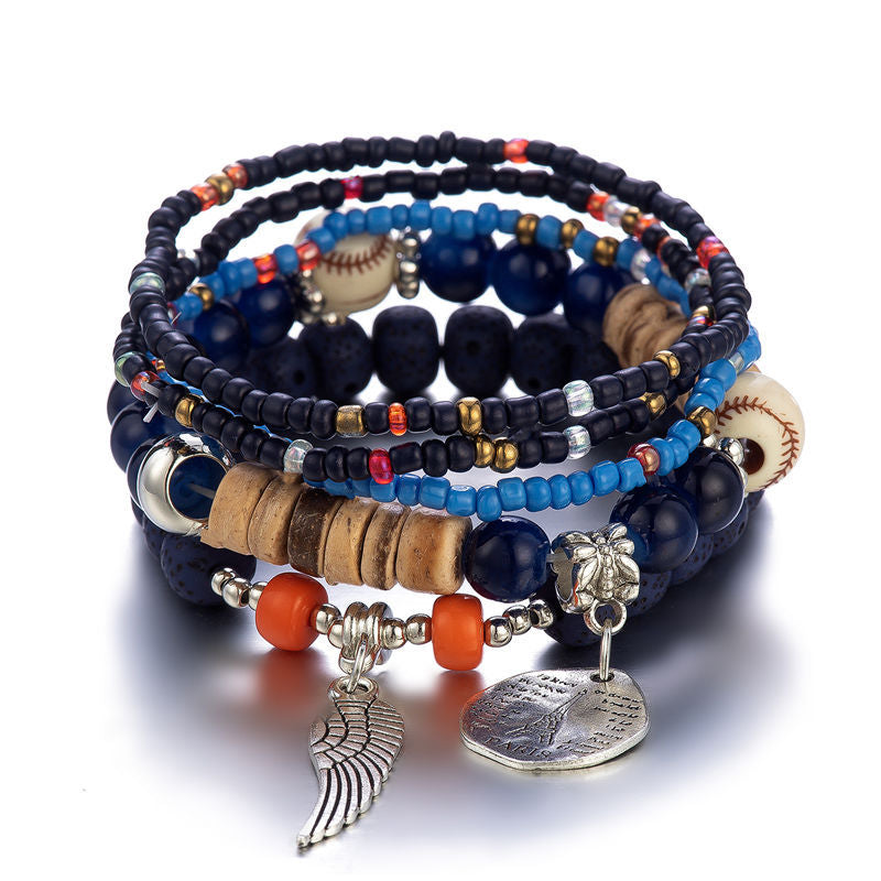 4-piece set of beaded crystal bracelet bohemian style female fashion bracelet jewelry