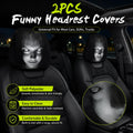 🔥😆 Funny Cartoon Car Headrest Covers – 2PCS Universal Fit 🚗