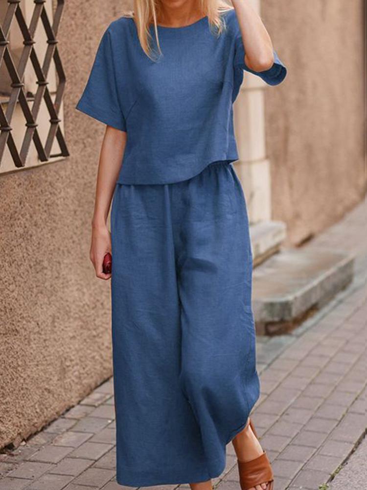 Casual and Loose Solid Color Set of Two Pieces