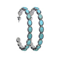 Retro Western Style Turquoise Big Circle C- Shaped Earrings