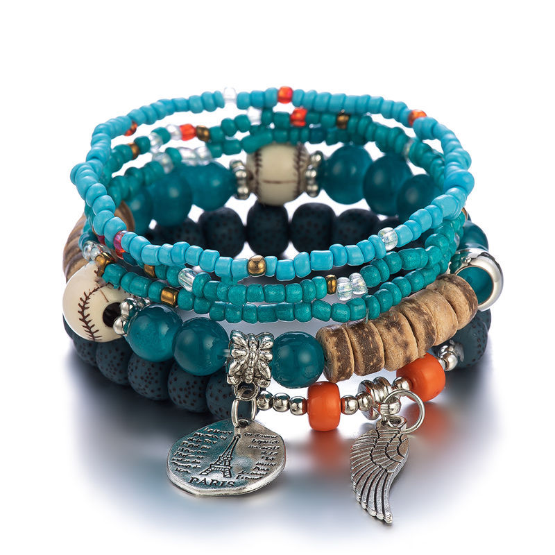 4-piece set of beaded crystal bracelet bohemian style female fashion bracelet jewelry