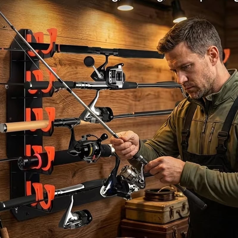 Wall & Ceiling Mounted Fishing Rod Rack – Space-Saving Storage for Rods & Combos 🎣🔩