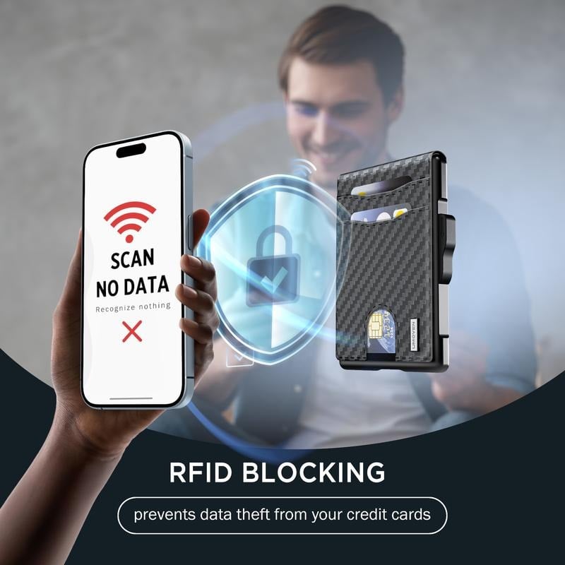 💳Wallet for Men - Pop Up Case, Cash Slot, and Credit Card Slot - Slim Aluminum Wallet with RFID Blocking