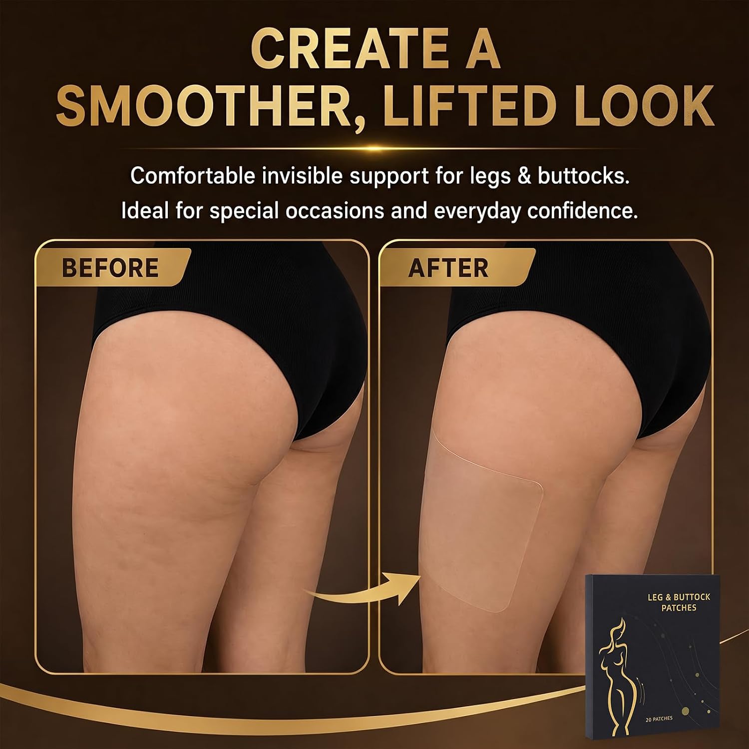 2026 New Lift Patches for Butt & Legs Abdomen Arms Invisible Legs Lift Tape Sweatproof Skin Lifting Patches for Firming & Smoothing Saggy Skin Waterproof Body for Women 20 Pcs