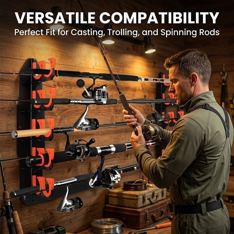 Wall & Ceiling Mounted Fishing Rod Rack – Space-Saving Storage for Rods & Combos 🎣🔩