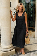 Women's Linen-Look Pocket Maxi Dress