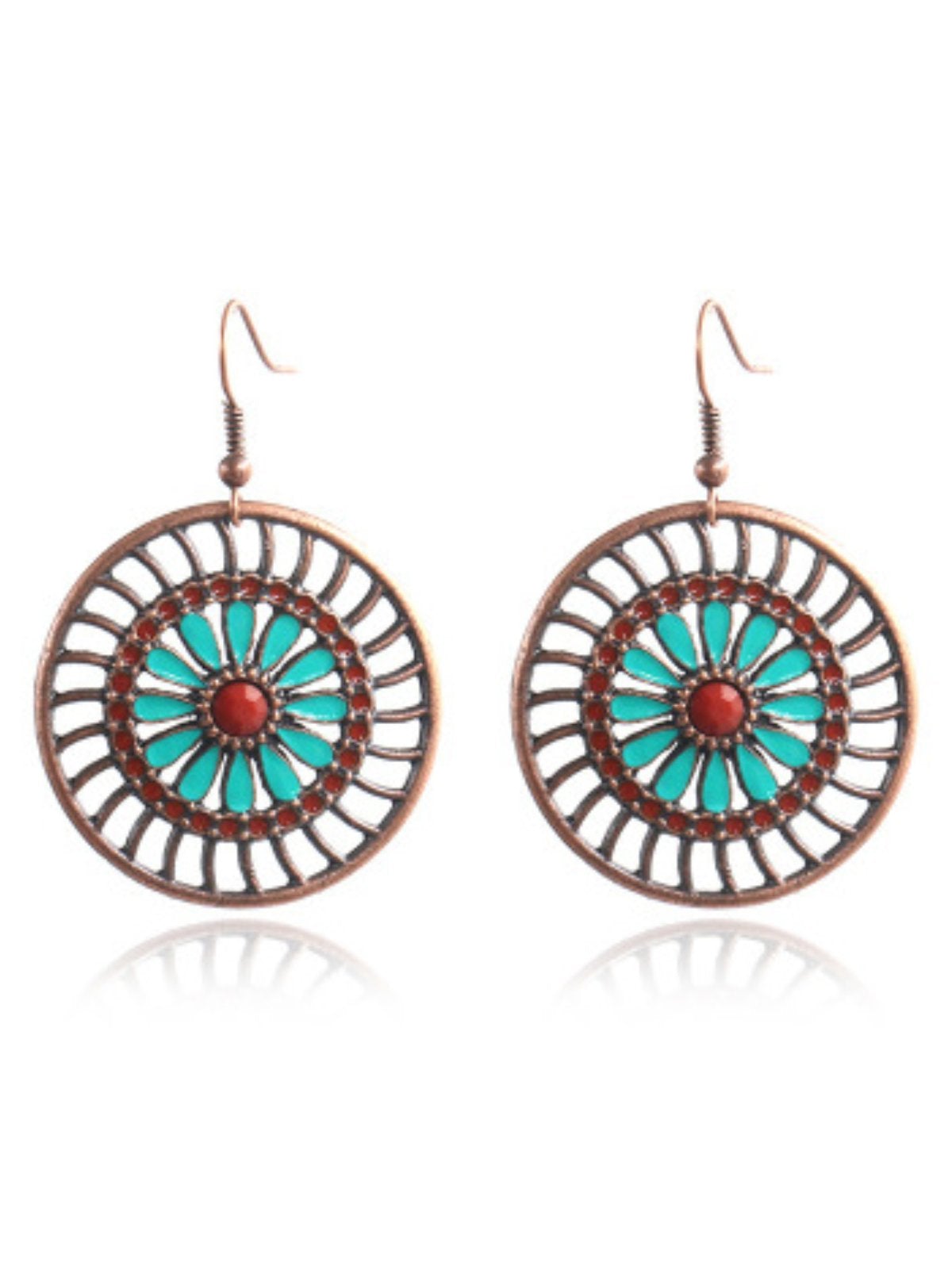 Fashion Round Cutout Flower Earrings