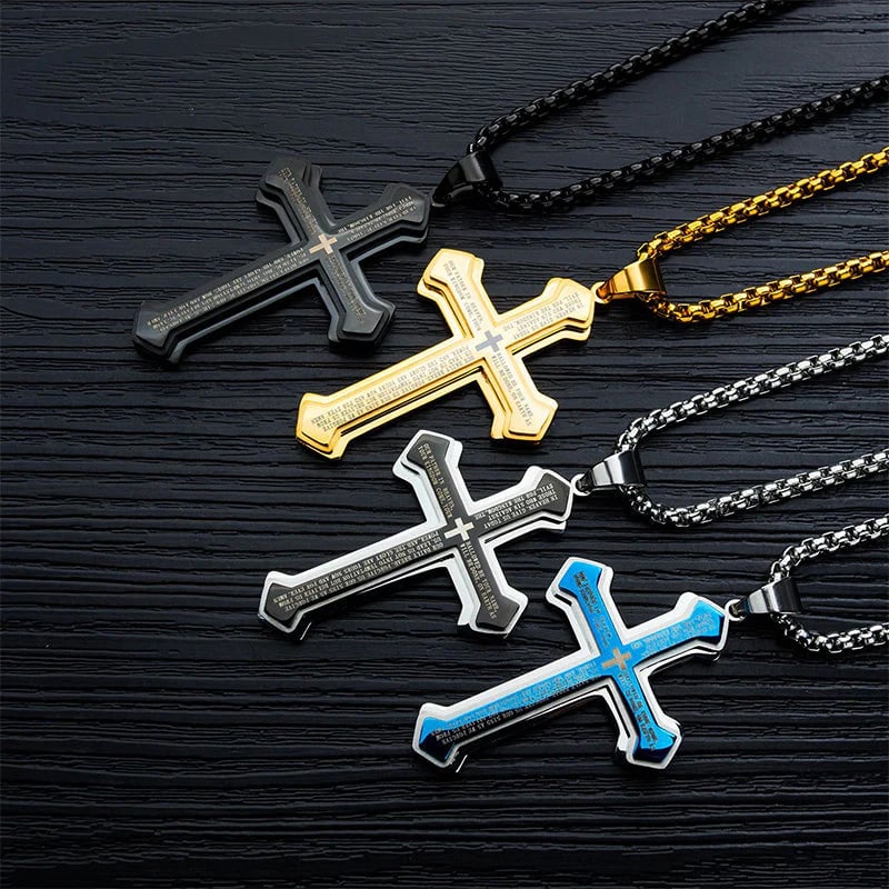 Men's Lord's Prayer Cross Necklace