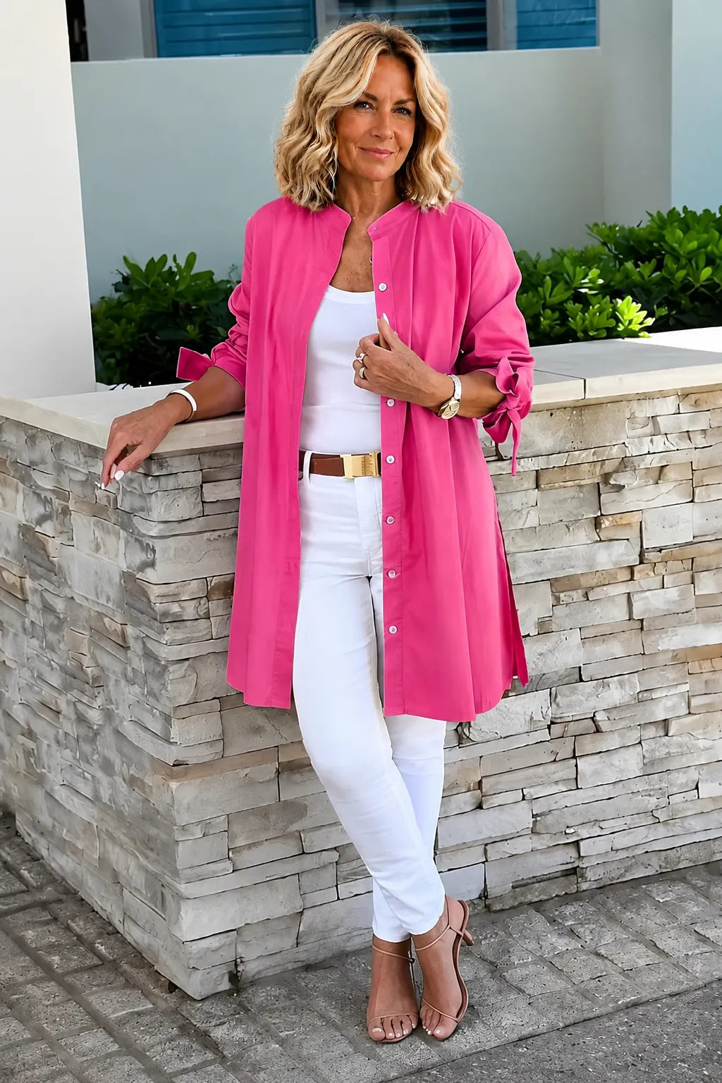 Solid Color Long Cotton Shirt Jackets Women Swing Shap Flattering