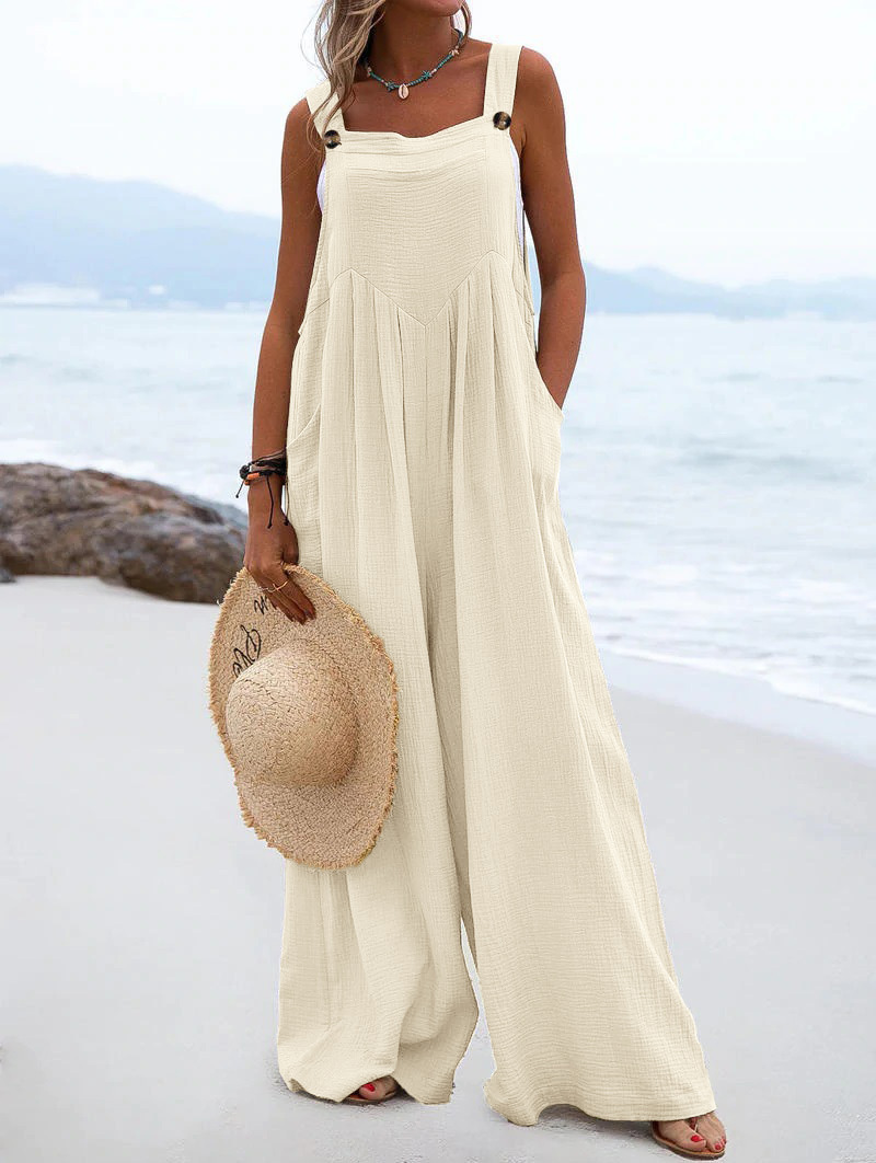Women'S Multicolor Fashion Button Solid Color Wide Leg Jumpsuit