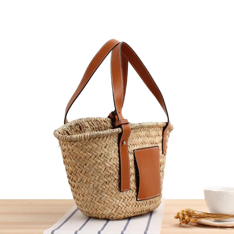Mitsubishi Grass Handmade Oblique Woven Beach Straw Bag