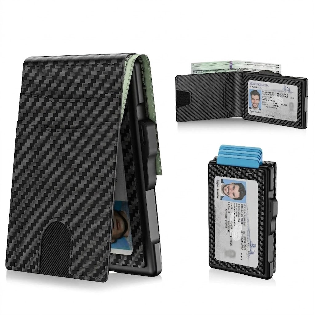 💳Wallet for Men - Pop Up Case, Cash Slot, and Credit Card Slot - Slim Aluminum Wallet with RFID Blocking