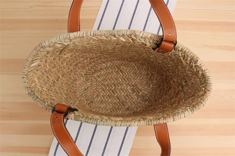 Mitsubishi Grass Handmade Oblique Woven Beach Straw Bag